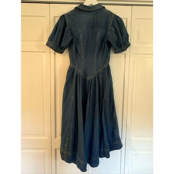 Anthropologie Pilcro NWT denim puff sleeve aline dress size 6/xs - Picture 15 of 16